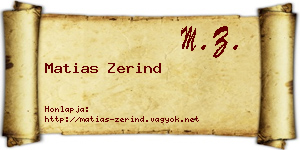 Matias Zerind névjegykártya